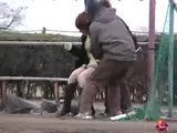 Sharking video with Asian cutie in the park 